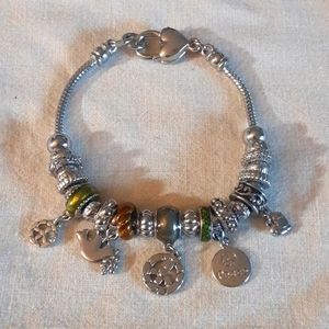 Silver Charm Bracelet with 25 charms